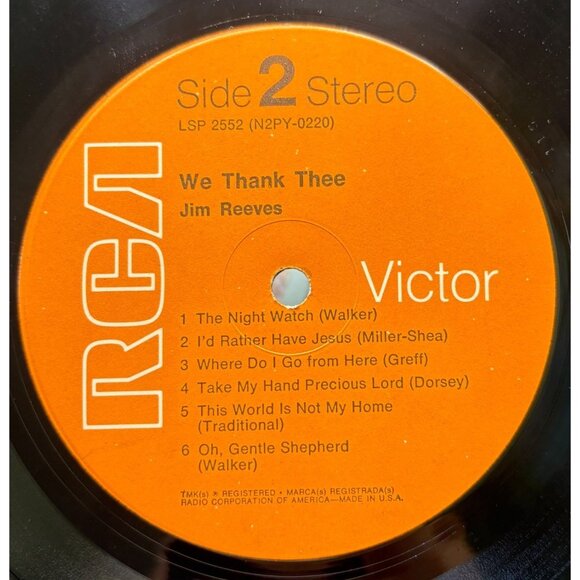 Jim Reeves We Thank Thee Country Vinyl LP in Shrink RCA Living Stereo - Picture 3 of 6